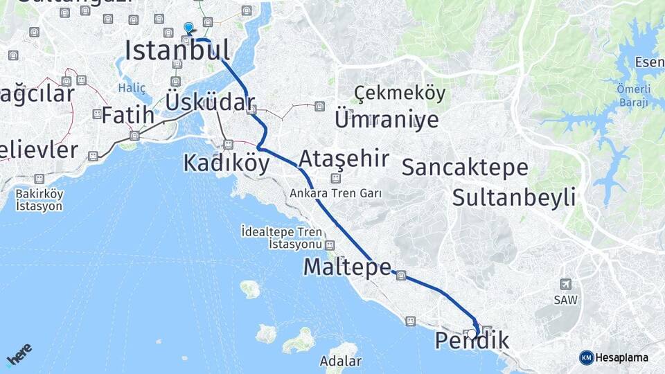 İstanbul Şişli Mecidiyeköy Pendik Arası Kaç Km - Yol Haritası