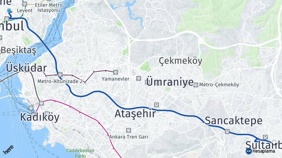 İstanbul Şişli Mecidiyeköy Sultanbeyli Arası Kaç Km - Yol Haritası