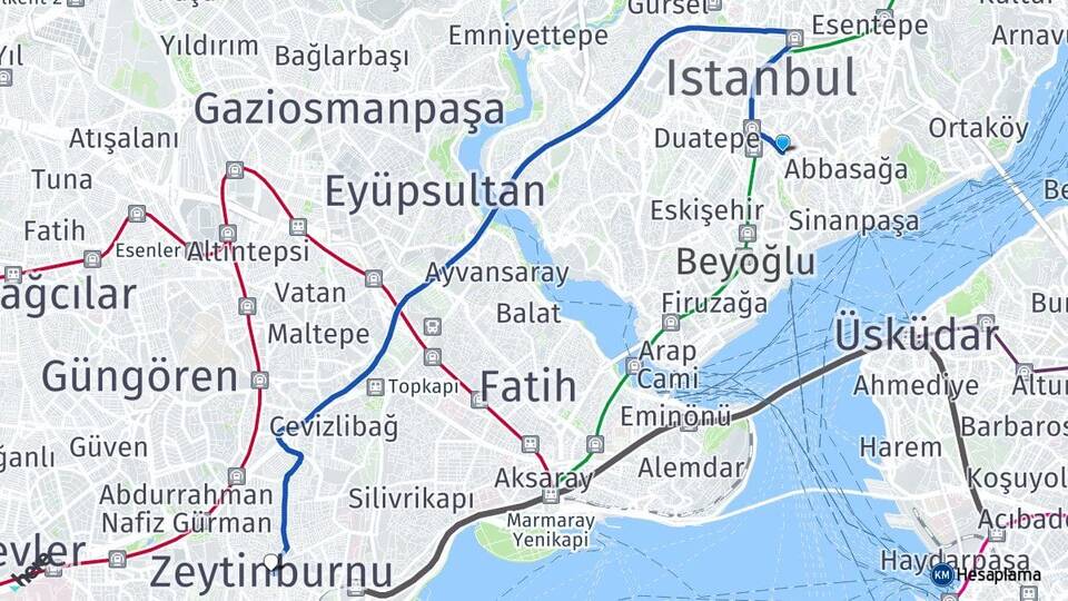İstanbul Şişli Nişantaşı Zeytinburnu Arası Kaç Km - Yol Haritası