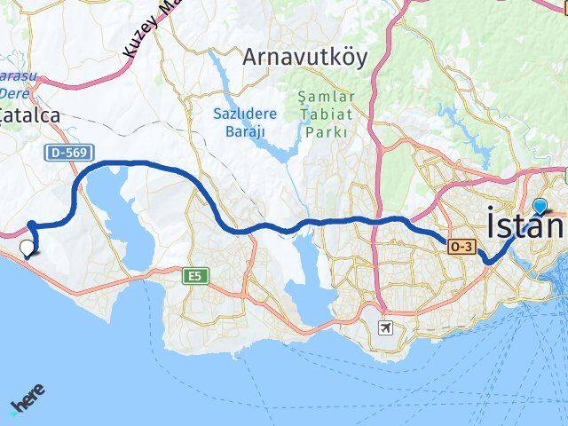 İstanbul Şişli Okmeydanı Kumburgaz Büyükçekmece Arası Kaç Km - Yol Haritası