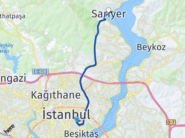 İstanbul Şişli Teşvikiye Sarıyer Arası Kaç Km - Yol Haritası