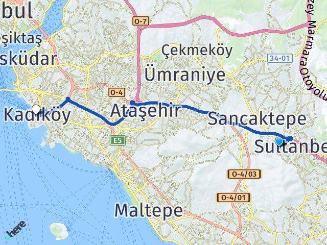 İstanbul Sultanbeyli Hasanpaşa Kadıköy Arası Kaç Km - Yol Haritası
