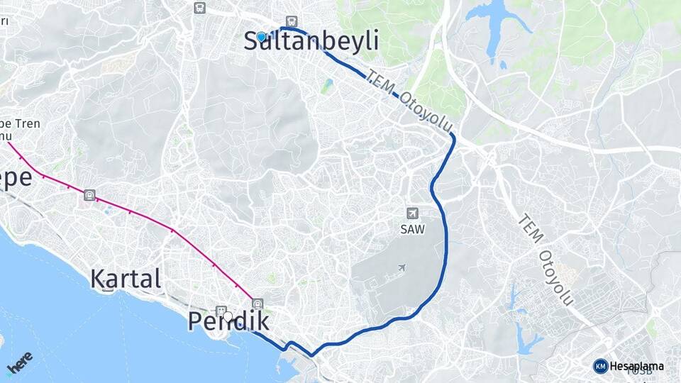 İstanbul Sultanbeyli Hasanpaşa Pendik Arası Kaç Km - Yol Haritası