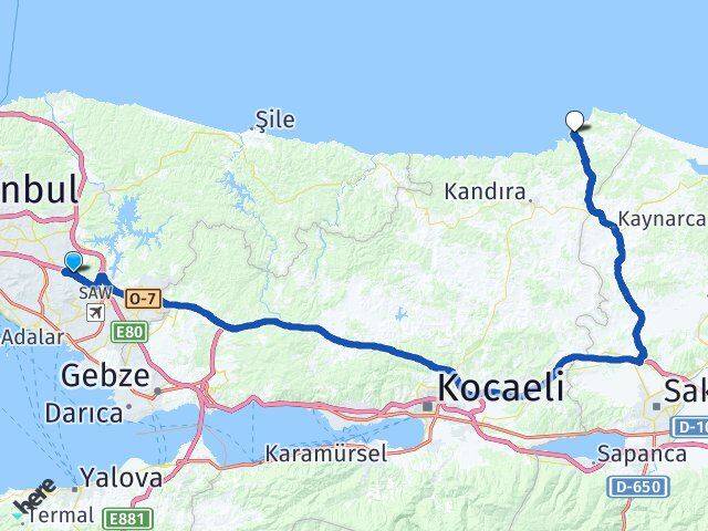 İstanbul Sultanbeyli Kefken Kandıra Kocaeli Arası Kaç Km - Yol Haritası