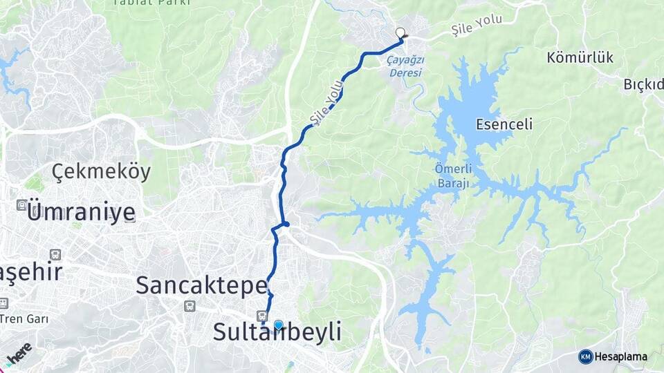İstanbul Sultanbeyli Ömerli Çekmeköy Arası Kaç Km - Yol Haritası
