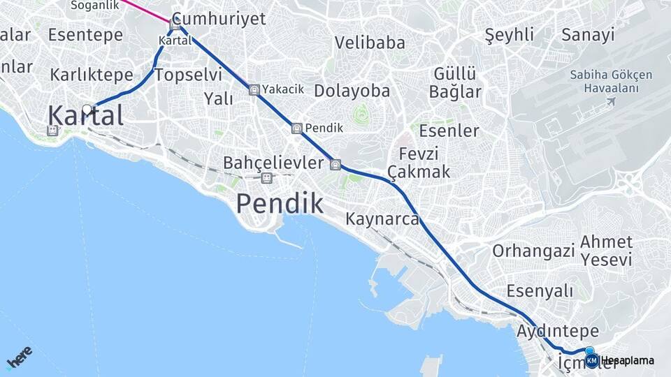 İstanbul Tuzla İçmeler Kartal Arası Kaç Km - Yol Haritası