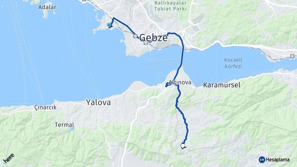 İstanbul Tuzla Kızderbent Karamürsel Kocaeli Arası Kaç Km - Yol Haritası