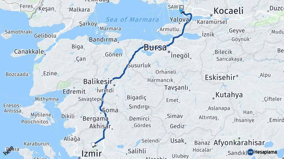 İstanbul Tuzla Manisa Arası Kaç Km - Yol Haritası