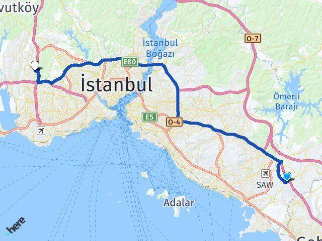 İstanbul Tuzla Orhanlı İkitelli OSB Başakşehir Arası Kaç Km - Yol Haritası
