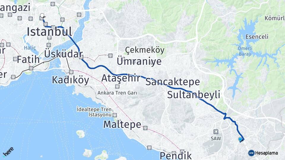İstanbul Tuzla Orhanlı Kağıthane Arası Kaç Km - Yol Haritası