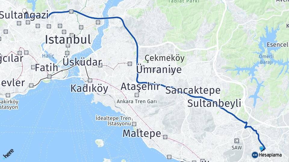 İstanbul Tuzla Orhanlı Sultangazi Arası Kaç Km - Yol Haritası