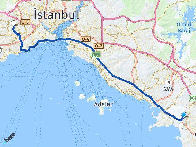 İstanbul Tuzla Şifa Bağcılar Arası Kaç Km - Yol Haritası
