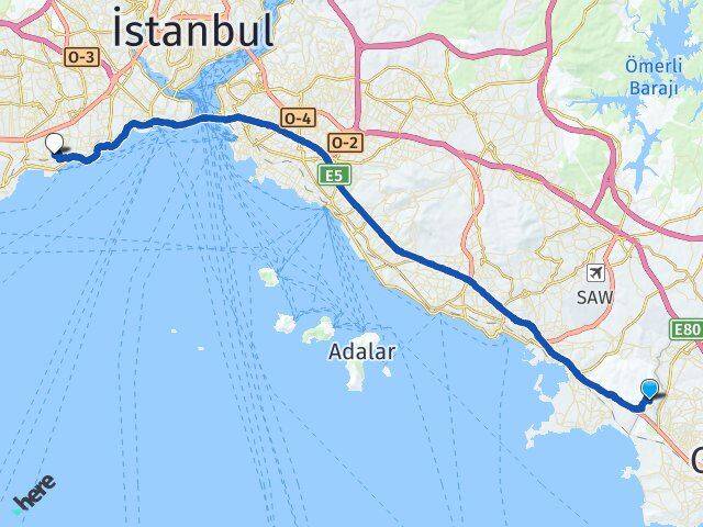 İstanbul Tuzla Şifa Bakırköy Arası Kaç Km - Yol Haritası