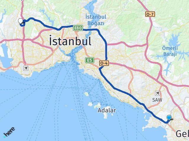 İstanbul Tuzla Şifa Başakşehir Arası Kaç Km - Yol Haritası