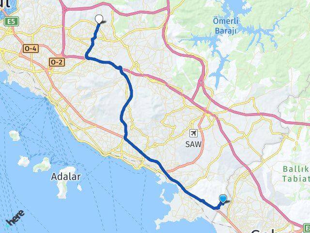 İstanbul Tuzla Şifa Çekmeköy Arası Kaç Km - Yol Haritası