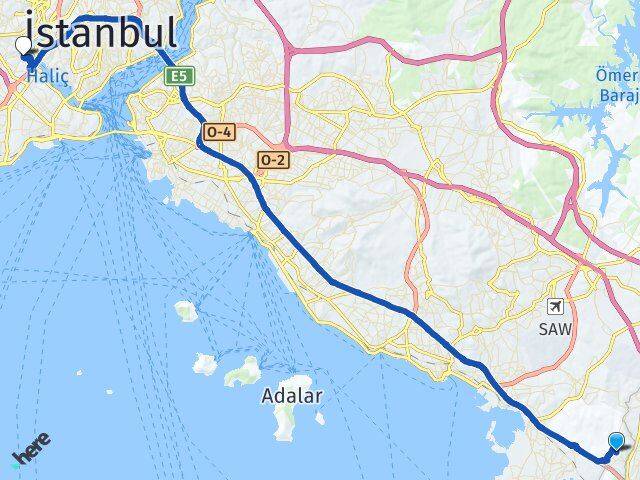 İstanbul Tuzla Şifa Eyüpsultan Arası Kaç Km - Yol Haritası