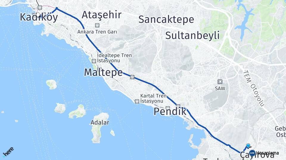 İstanbul Tuzla Şifa Kadıköy Arası Kaç Km - Yol Haritası
