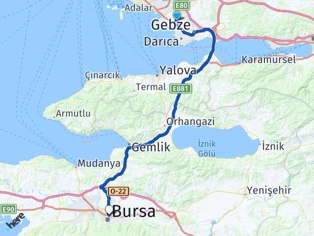 İstanbul Tuzla Şifa Osmangazi Bursa Arası Kaç Km - Yol Haritası