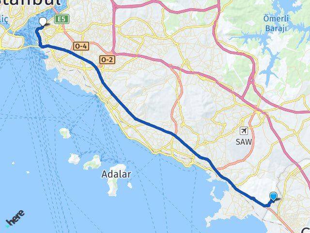 İstanbul Tuzla Şifa Üsküdar Arası Kaç Km - Yol Haritası