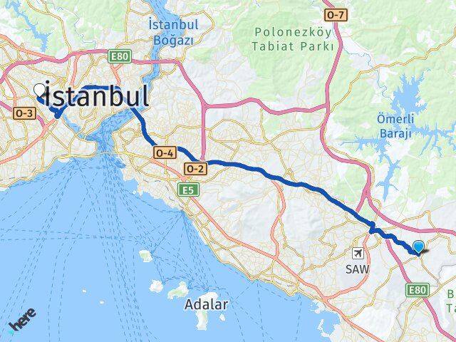 İstanbul Tuzla Tepeören Gaziosmanpaşa Arası Kaç Km - Yol Haritası