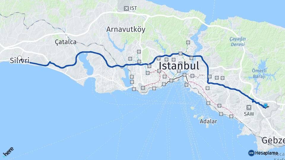 İstanbul Tuzla Tepeören Silivri Arası Kaç Km - Yol Haritası