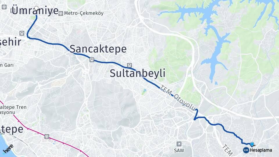 İstanbul Tuzla Tepeören Ümraniye Arası Kaç Km - Yol Haritası