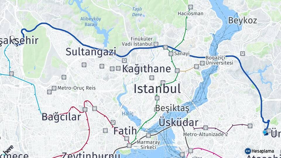 İstanbul Ümraniye Çakmak Başakşehir Arası Kaç Km - Yol Haritası