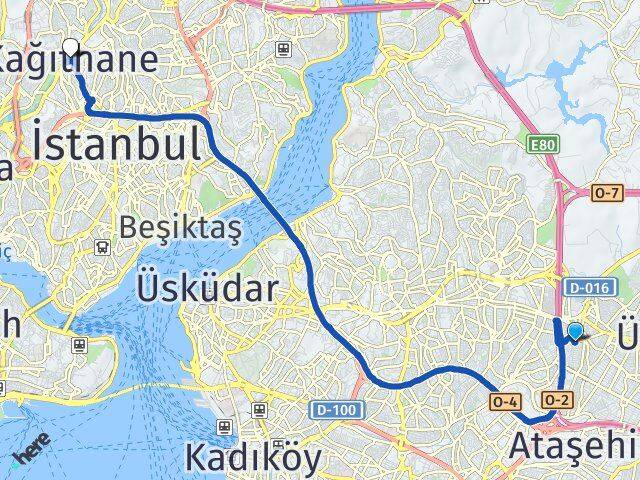 İstanbul Ümraniye Çakmak Kağıthane Arası Kaç Km - Yol Haritası