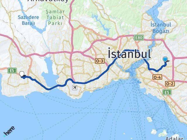 İstanbul Ümraniye Elmalıkent Beylikdüzü Arası Kaç Km - Yol Haritası
