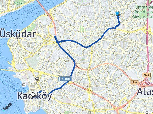 İstanbul Ümraniye Elmalıkent Kadıköy Arası Kaç Km - Yol Haritası