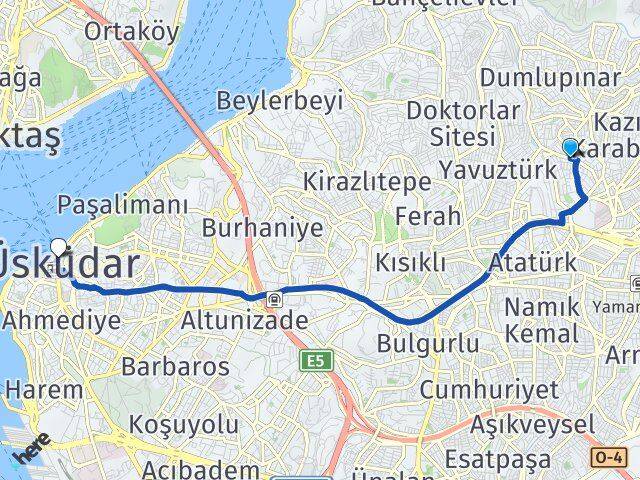 İstanbul Ümraniye Elmalıkent Üsküdar Arası Kaç Km - Yol Haritası