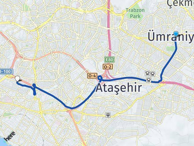 İstanbul Ümraniye Medeniyet Üniversitesi Arası Kaç Km - Yol Haritası