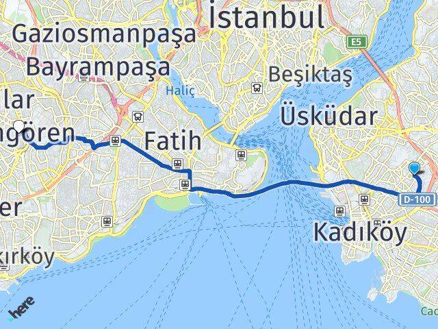 İstanbul Üsküdar Acıbadem Güngören Arası Kaç Km - Yol Haritası
