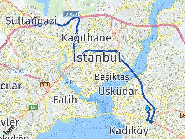İstanbul Üsküdar Acıbadem Sultangazi Arası Kaç Km - Yol Haritası