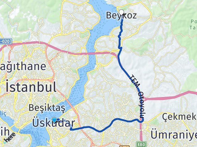 istanbul uskudar beykoz istanbul arasi kac km kac saat