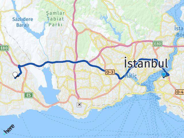 İstanbul Üsküdar Kuzguncuk Esenyurt Arası Kaç Km - Yol Haritası
