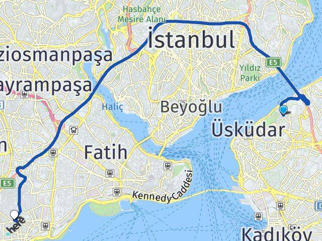 İstanbul Üsküdar Kuzguncuk Zeytinburnu Arası Kaç Km - Yol Haritası