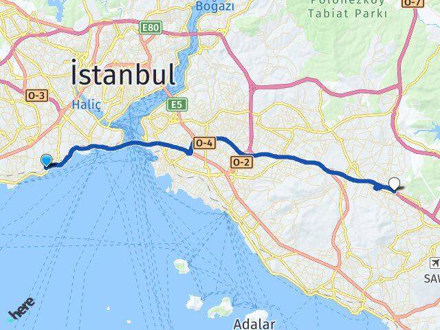 İstanbul Zeytinburnu Kazlıçeşme Sultanbeyli Arası Kaç Km - Yol Haritası
