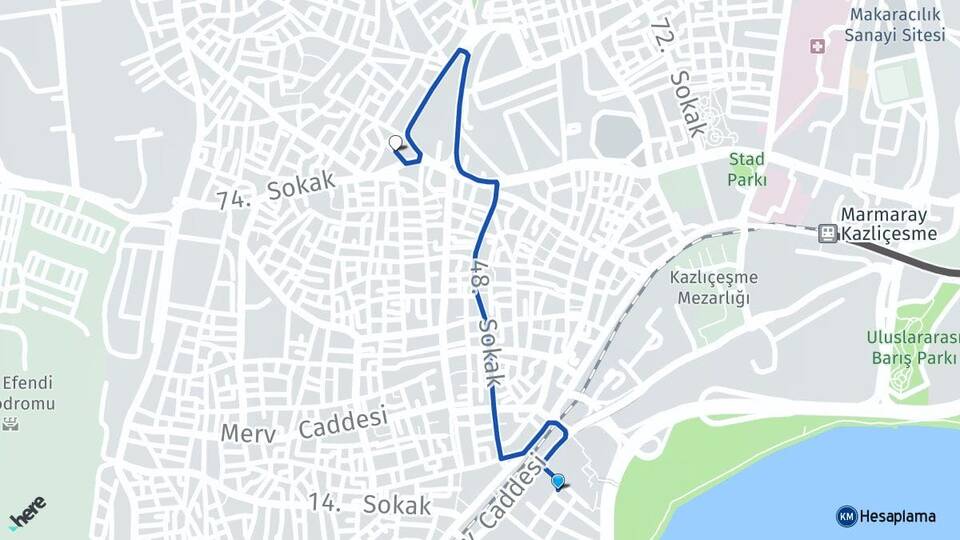 İstanbul Zeytinburnu Kazlıçeşme Zeytinburnu Arası Kaç Km - Yol Haritası