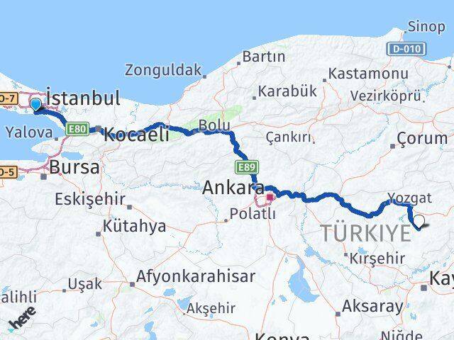 İstanbul Zeytinburnu Sarıkaya Yozgat Arası Kaç Saat? Yol Haritası, Yakıt, Rota ve Mesafe Hesaplama İstanbul Zeytinburnu Sarıkaya Yozgat Arası Kaç Km? Kaç Saat? Yol Haritası