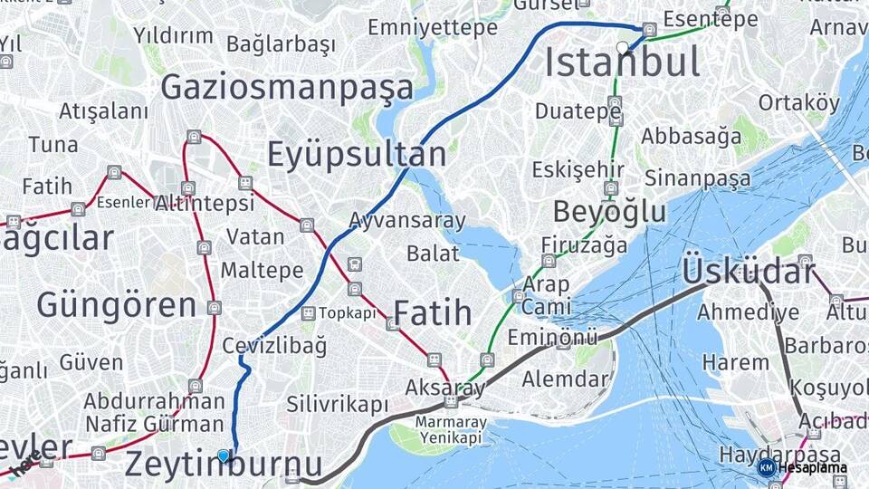 İstanbul Zeytinburnu Şişli Arası Kaç Km - Yol Haritası
