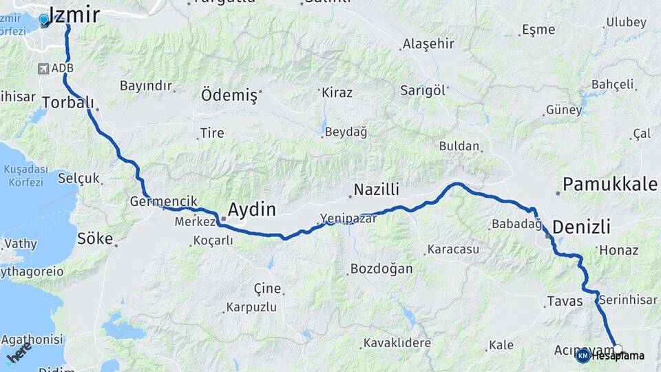 İzmir Acıpayam Denizli Arası Kaç Saat? Yol Haritası, Yakıt, Rota ve Mesafe Hesaplama İzmir Acıpayam Denizli Arası Kaç Km? Kaç Saat? Yol Haritası