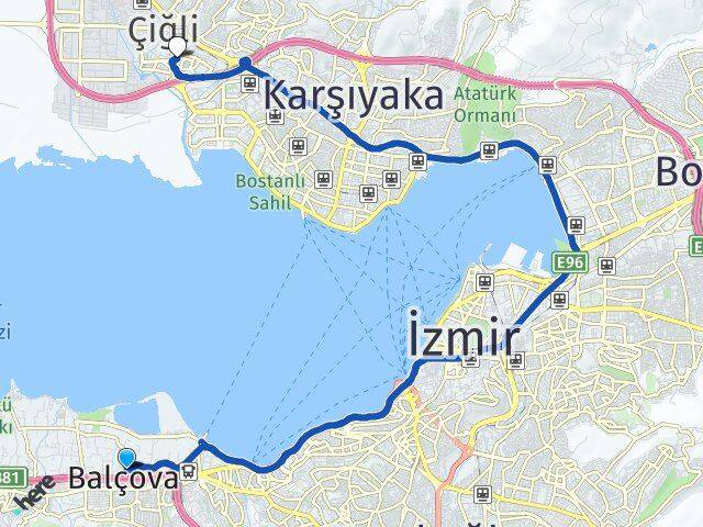 İzmir Balçova Ataşehir Çiğli Arası Kaç Km - Yol Haritası
