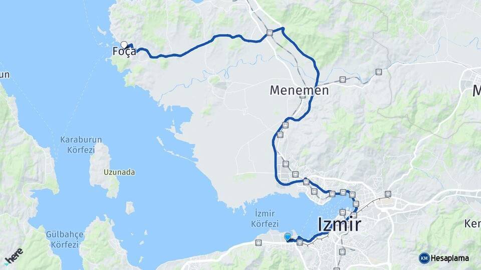 İzmir Balçova Foça Arası Kaç Km - Yol Haritası