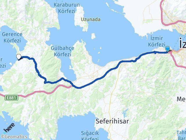 İzmir Balçova Ildır Çeşme Arası Kaç Km - Yol Haritası