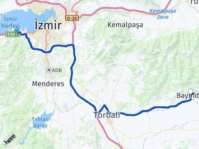 İzmir Balçova İnciraltı Bayındır Arası Kaç Km - Yol Haritası