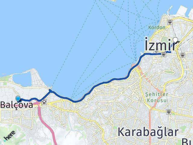 İzmir Balçova Kahramanlar Konak Arası Kaç Km - Yol Haritası