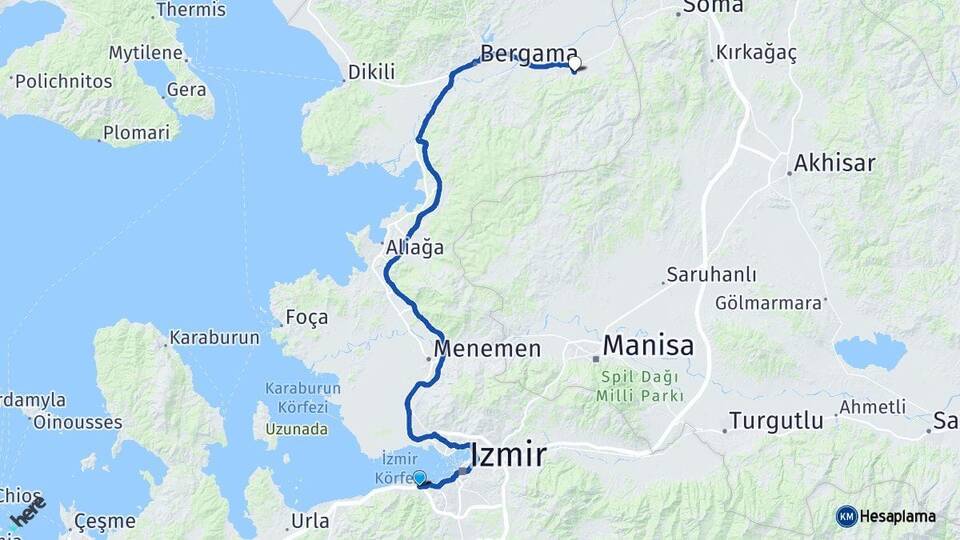 İzmir Balçova Kınık Arası Kaç Km - Yol Haritası