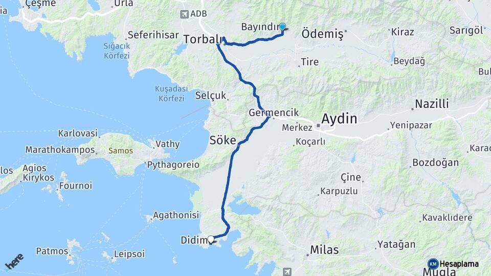İzmir Bayındır Didim Aydın Arası Kaç Km - Yol Haritası