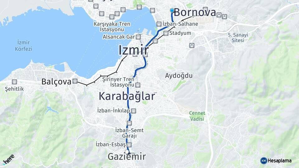 İzmir Bayraklı Gaziemir Arası Kaç Km - Yol Haritası